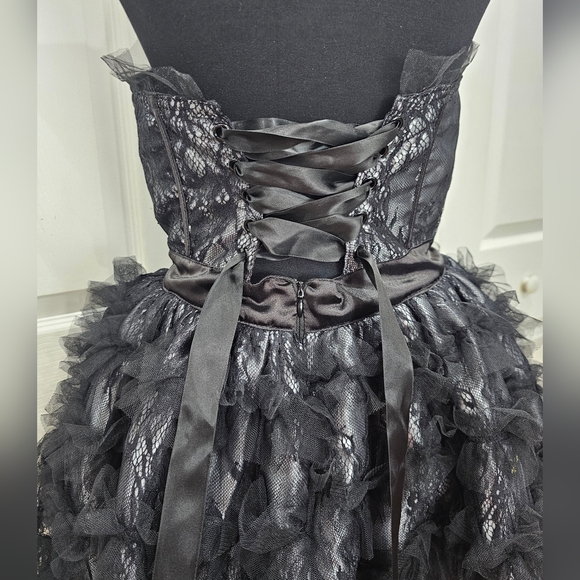 Dolls Kill Goth Gray Black Lace Unholy Mystical Transformation Mini Dress - Picture 6 of 6
